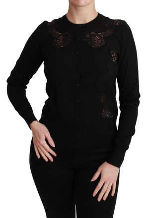Dolce & Gabbana Womens Lace Detail Cardigan Tsh4590 - Black