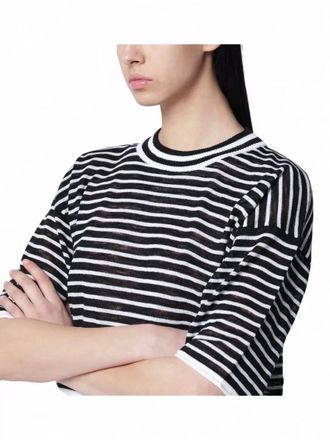 Roberto Collina knitwear round neck sheer striped top