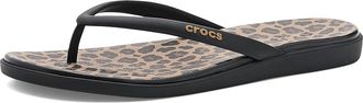 Crocs Miami Round Toe Flip Flop Sandals Womens Sandals Black/Sepia/Leopard : 11 M, Synthetic