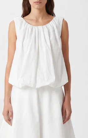 Jacquemus Top smanicato drappeggiato in poliestere con scollo tondo
