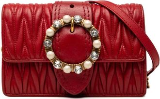 Miu Miu Pre-owned Miu Miu Matelasse Nappa Crystal Embellished Crossbody Ladies R0E447SF4PZXYWYX