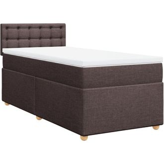 vidaXL Vidaxl - Cama Box Spring Con Colch&oacute;n Tela Marr&oacute;n Oscuro 100x200 Cm