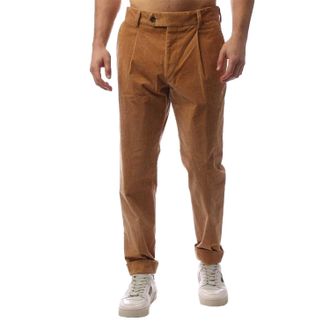 HUGO BOSS Heren Perin Geplooide Opgerolde Broek (Beige)
