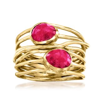 Ross-Simons Ruby Multi-Row Ring in 18kt Gold Over Sterling