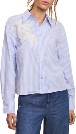 Mint Velvet Stripe Embroidered Shirt in Blue at Nordstrom, Size X-Large