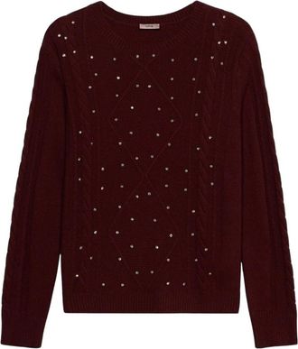 Oltre Cashmere blend trui met bezels - Dames - Ronde hals truien - Rood - L - Wol - Truien & Vesten