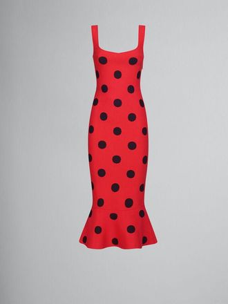 Marni Womens Red Polka Dot Flounce Dress, Size 8