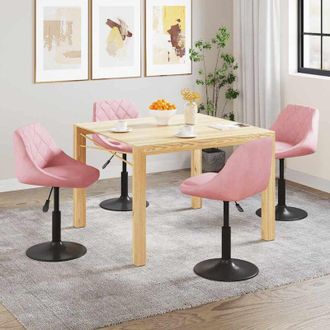 vidaXL Sillas De Comedor Giratorias 4 Unidades De Terciopelo Rosa Vidaxl