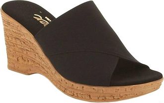 Onex Womens Christina Elastic Banded Cork Wedge Sandals In Black