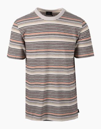 Paul Smith Mens PAUL SMITH REGULAR FIT KNITTED T-SHIRT MULTI STRIPE - Size: 40