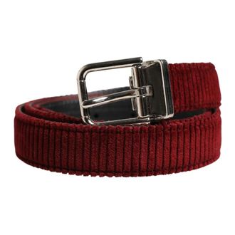 Dolce & Gabbana Belts, male, Red, Size: ONE SIZE Velvet Leather Metal Buckle Belt