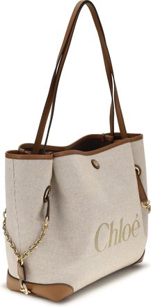 Chlo&eacute; Womens Clover Tote Bag Canvas Clay Brown Cotton Shoulder