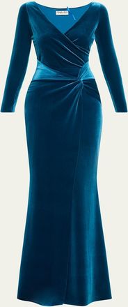 La Petite Robe Di Chiara Boni Axas Side-Twist Velvet Trumpet Gown