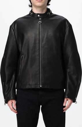 Gucci Giubbotto biker in pelle bicolore con tasche a fessura e zip ai polsi