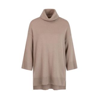 Marc Cain Fijne gebreide coltrui - Dames - Truien - Beige - Maat: XS Zijde
