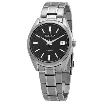 Seiko Classic Quartz Black Dial Mens Watch SUR375
