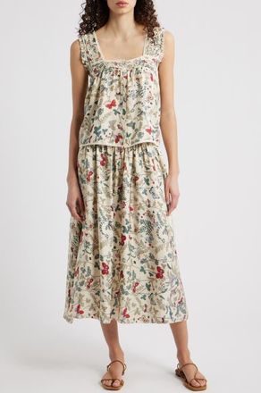 The Great. The Victorian Pleat Silk Tank in Floating Butterfly at Nordstrom, Size 3