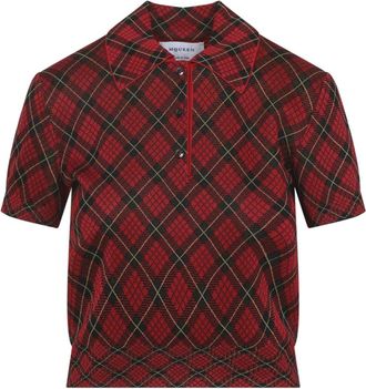 Alexander McQueen Alexander McQueen, Polo Shirts, female, Red, Size: XS Microcheck Polo Jersey