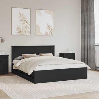 vidaXL Estructura De Cama Negro 160 X 200 Cm Madera Ingenieril Vidaxl