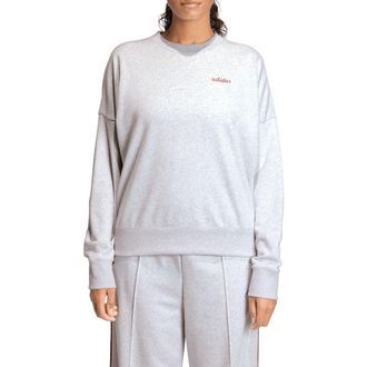 adidas Seasonal Essentials Colorpop Sweatshirt in Light Grey Heather/Maroon at Nordstrom Rack, Size X-Small