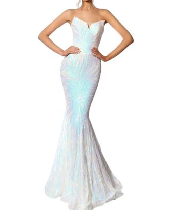 Portia & Scarlett Long Strapless Mermaid Prom Dress In Ivory