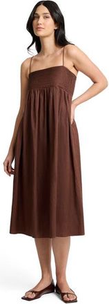 Onia A-Line Pintuck Midi Dress in Brown at Nordstrom, Size Medium