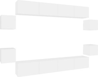 vidaXL Set De Muebles Para Tv 8 Piezas Madera Contrachapada Blanco Vidaxl