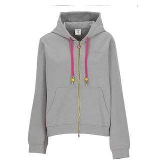 Casablanca Zip-throughs, female, Gray, Size: S Zip Front Stretch Cotton Hoodie