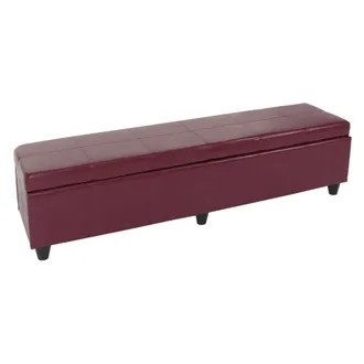 Hhg Non Utilizzato] Panca Contenitore Elegante Kriens Xxl Ecopelle 180x45x45cm Rosso