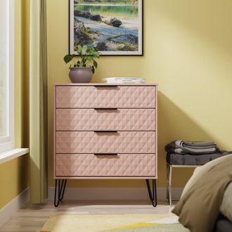 Lewis's Harlequin 4 Drawer Chest in Kobe Pink - Ready Assembled - Lewiss Home | TJ Hughes