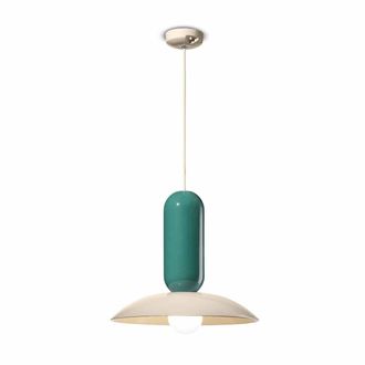 Ferroluce Lámpara Colgante Pau Crema + Turquesa