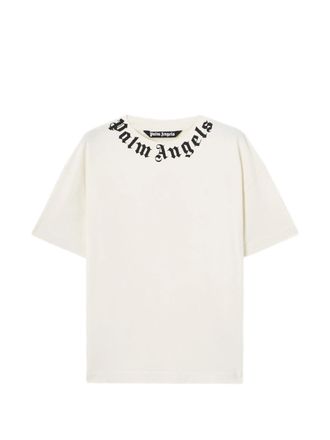 Palm Angels Black Neck Logo Regular Cotton T-Shirt