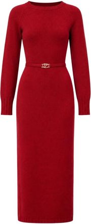 Twinset Lange gebreide jurk - Dames - Kleedjes - Rood - S - Wol - Kleedjes