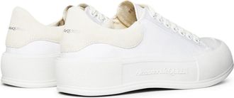 Alexander McQueen Womens Deck Plimsoll Sneaker White Suede Rubber