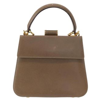 Ferragamo Gancini Leather Beige Leather Handbag (Pre-Owned)