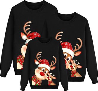 Generic Family Matching Christmas Sweatshirts Funny Reindeer Snowman Print Xmas Sweatshirts Xmas Holiday Shirts Pullover Tops Christmas for Adults Womens Men 
