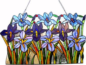 Chloe Lighting ARIANA Tiffany-glass Iris Window Pane 24 Wide