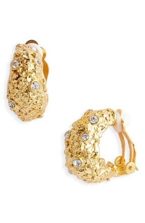 Karine Sultan Crystal Nest Clip-On Hoop Earrings in Gold at Nordstrom
