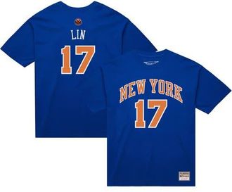 Mitchell & Ness Mens Mitchell & Ness Jeremy Lin Blue New York Knicks Name & Number T-Shirt at Nordstrom, Size Xx-Large