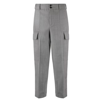 Pantaloni Torino Straight Trousers, male, Gray, W32, Wool Trousers with Multiple Pockets
