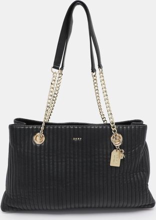 DKNY Dkny Black Quilted Leather Chain Tote