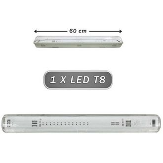 Trade Shop Trade Shop Traesio - Trade Shop - Plafoniera Stagna 1 Neon Led Tubo T8 G13 60cm 220v Parete Soffitto Ip65 T8-60ss