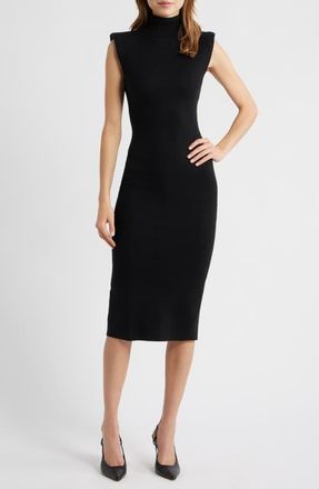 House of CB Gaia Cashmere Sleeveless Turtleneck Midi Dress in Black at Nordstrom, Size X-Large