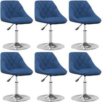 vidaXL Vidaxl - Silla De Comedor Giratoria 6 Uds Terciopelo Azul