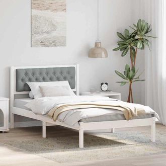 vidaXL Bed Frame Light Grey 100 x 200 cm Solid Pine Wood vidaXL