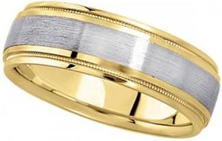 Allurez Carved Two-Tone Wedding Band in 18k (7mm)