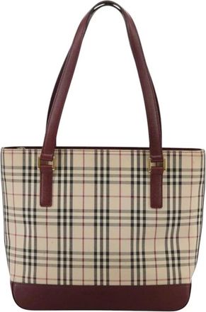 Burberry Pre-owned Tote Bags, female, Beige, Size: ONE SIZE Pre-owned Haymarket Check Tote Bag