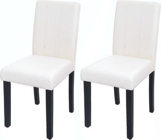Hhg Juego De 2 Sillas De Comedor Hhg-299d, Silla De Cocina, Silla Tapizada, Silla Con Respaldo, Piel Sint&eacute;tica, Blanco