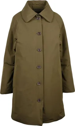 Aspesi Mid-Length Green Coat With Button Closure And Padded Interior