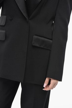 Dolce & Gabbana Blazer Doppiopetto in Misto Lana con Dettagli in Satin Dolce & Gabbana